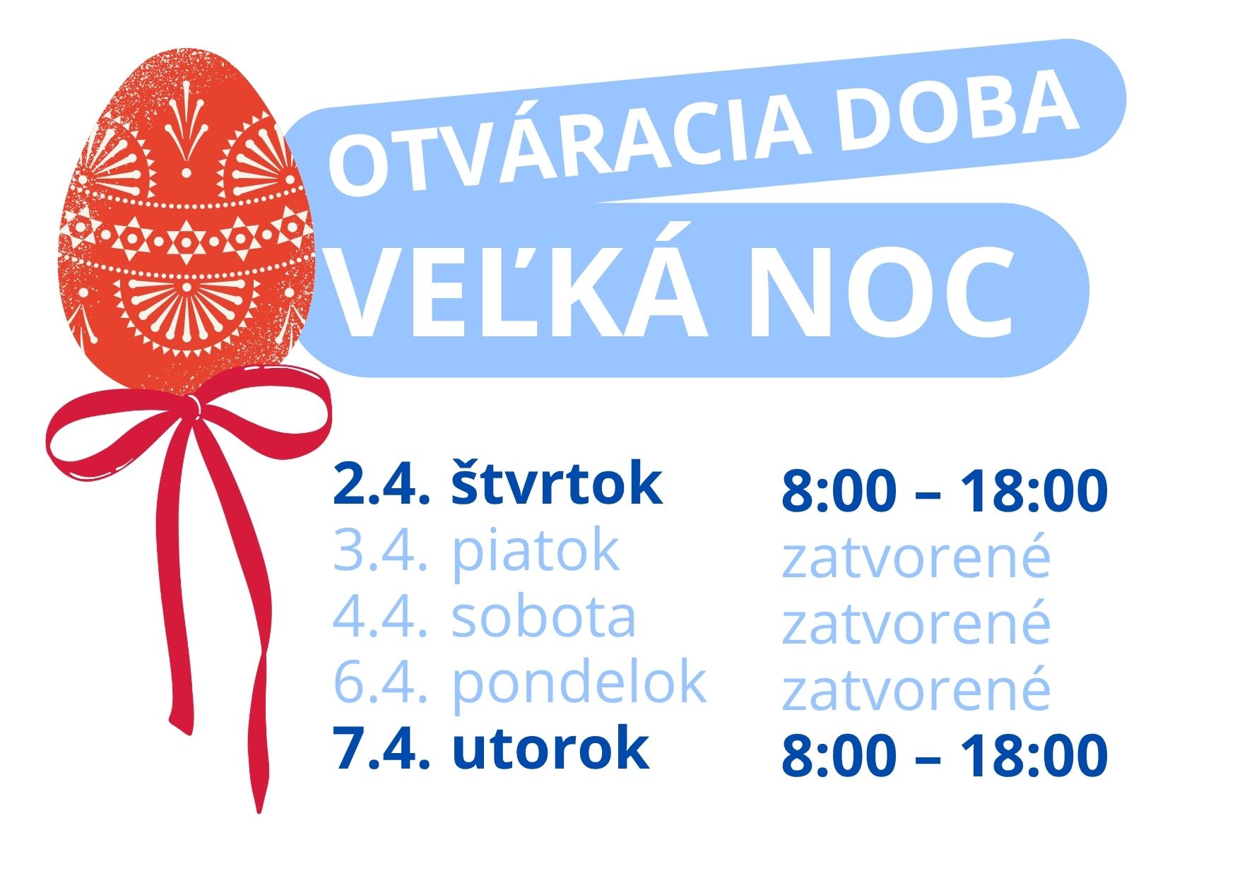 Otváracia doba počas Veľkej noci